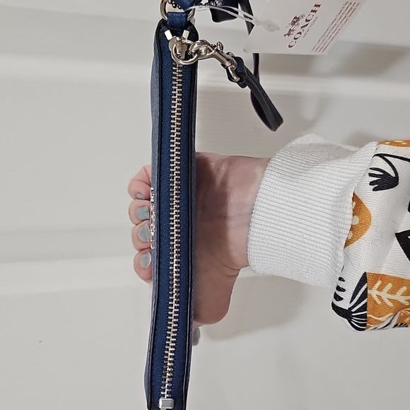 Coach Blue Wristlet with Shearling Trim - Picture 11 of 13